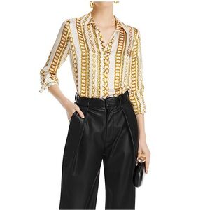 L'AGENCE Tyler Printed Silk Long Sleeve Shirt